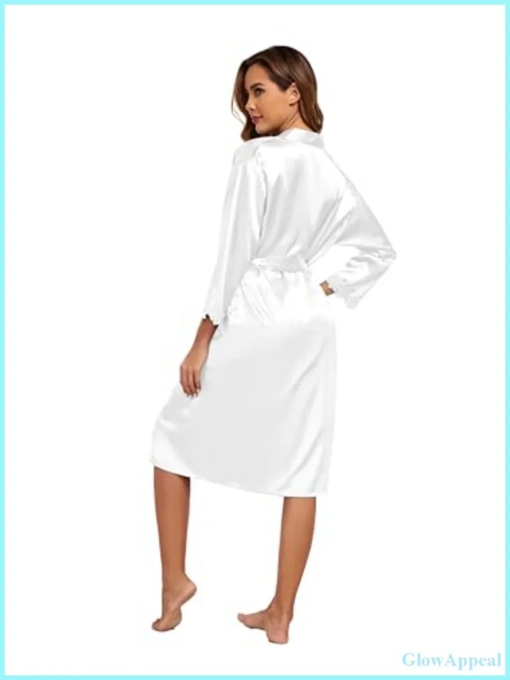 2-Piece Satin Nightgown & Robe Set Lace Trim V-Neck Adjustable Straps